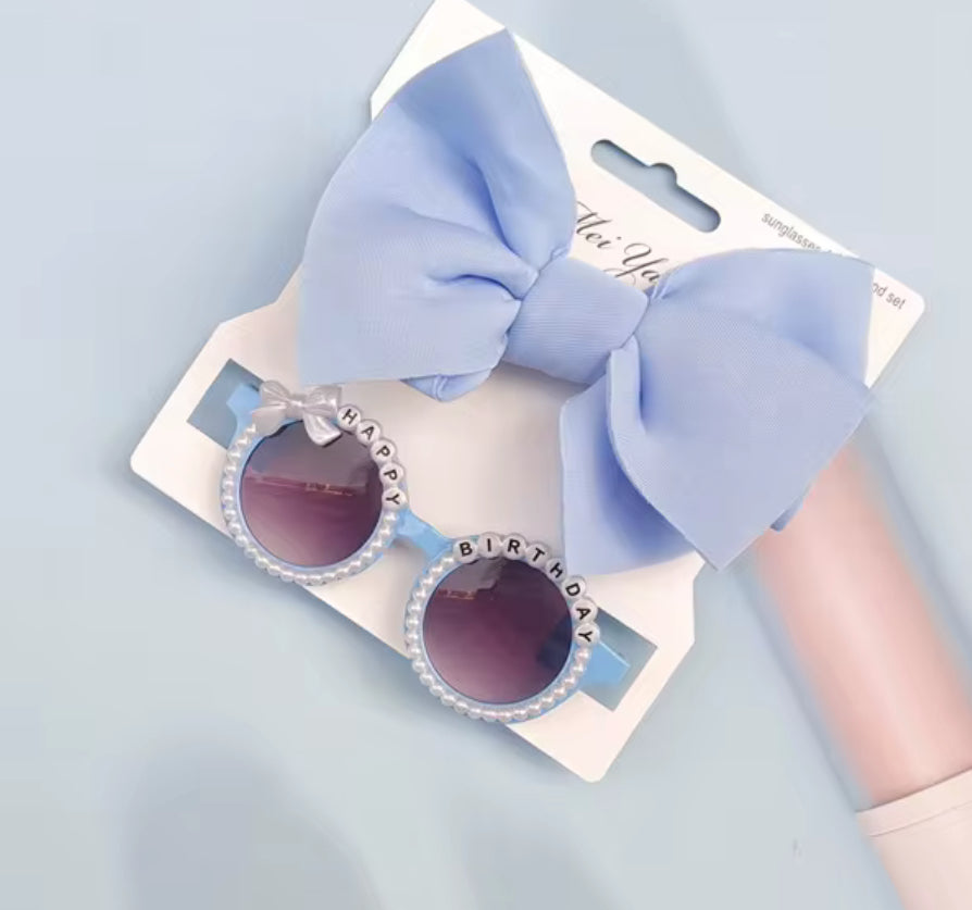 2Pcs/Set Round Sunglasses With Elastic Nylon Baby Headband birthday Sun Glasses Kids Donut Headwear