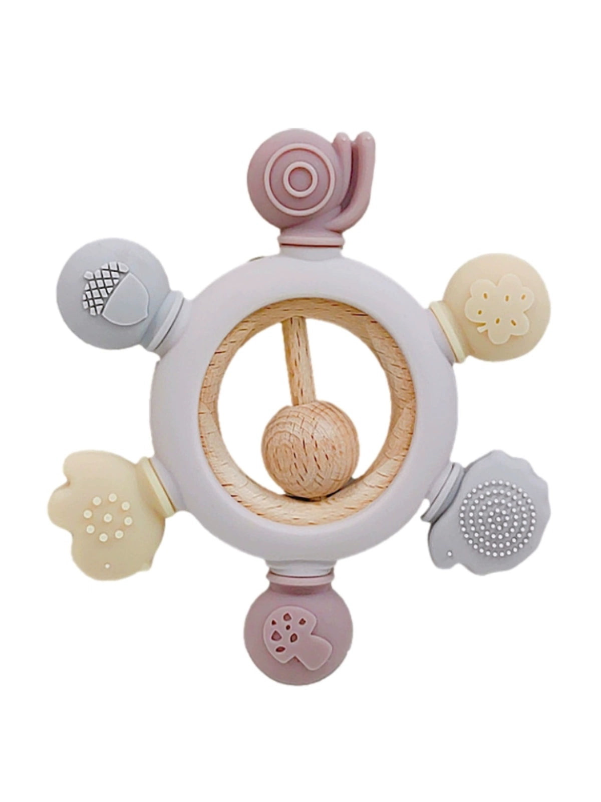 Baby Silicone Beech Teether Baby's Holding Ball Rattle Prevent Hand Sucking Grip Training Happy Bite Molar Rod