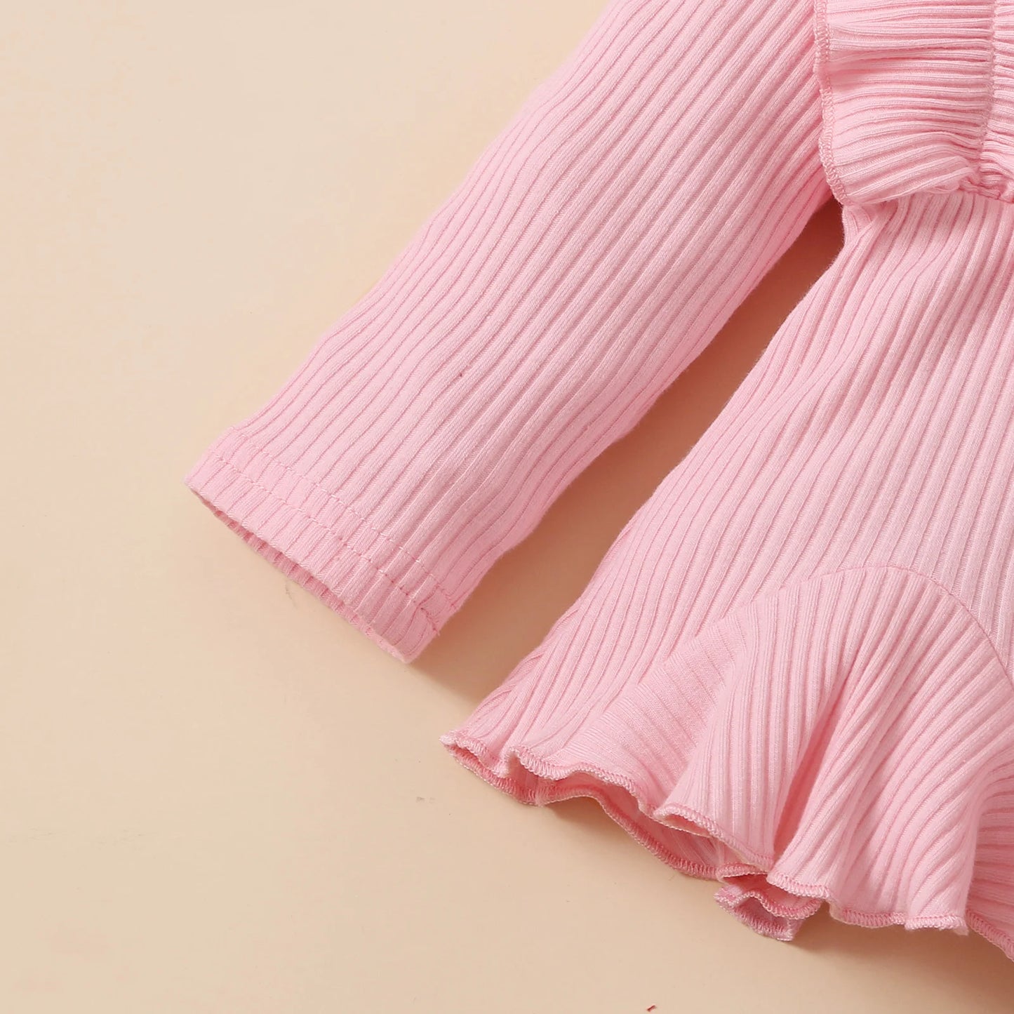 Newborn Baby Girls Clothes Set Pink Toddler Ruffle Tops Heart Print Bow Trousers Princess Casual Infant Outfits Clothes Suit