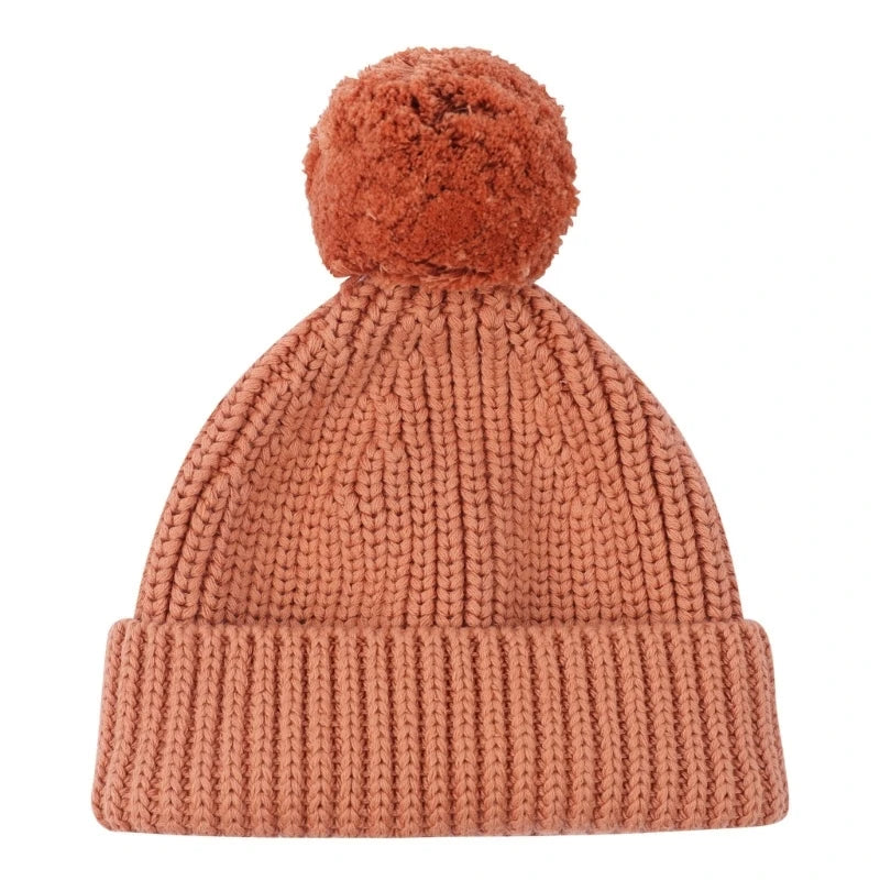 Knitted Winter Warm Hat Baby Hat Cotton Elastic Crochet Hat with Pompoms Bonnet Caps for Newborn Toddler 0-6 Month