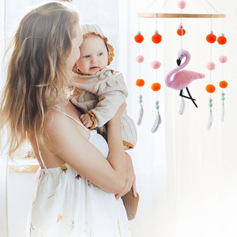 Crib Mobile Holder Rattles Toys Wooden Moon Stars Astronaut Bed Bell Toys Newborn Comfort Crib Bracket Bed Bell Toys Baby Gifts