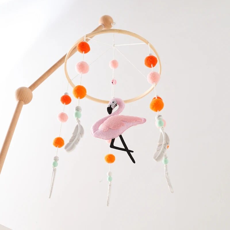 Crib Mobile Holder Rattles Toys Wooden Moon Stars Astronaut Bed Bell Toys Newborn Comfort Crib Bracket Bed Bell Toys Baby Gifts