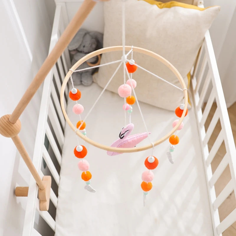 Crib Mobile Holder Rattles Toys Wooden Moon Stars Astronaut Bed Bell Toys Newborn Comfort Crib Bracket Bed Bell Toys Baby Gifts