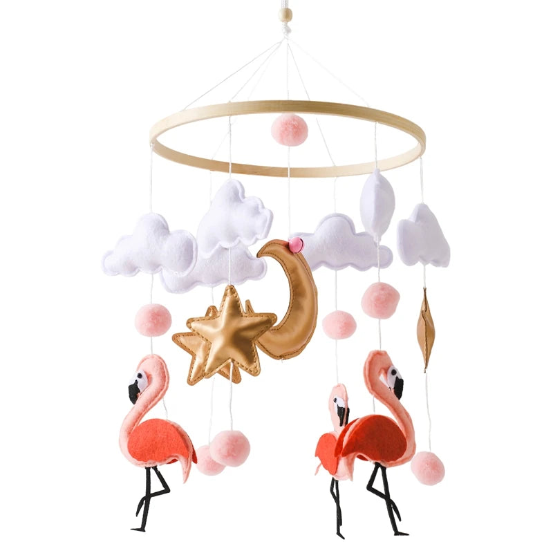 Crib Mobile Holder Rattles Toys Wooden Moon Stars Astronaut Bed Bell Toys Newborn Comfort Crib Bracket Bed Bell Toys Baby Gifts