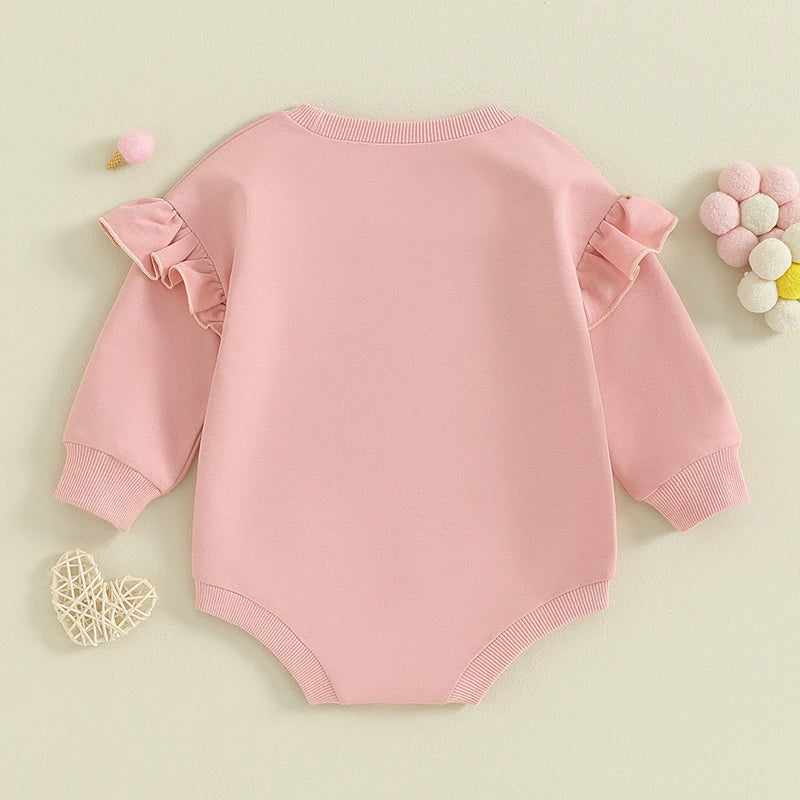 Lioraitiin 0-18M Daddys Girls Newborn Baby Clothes Ruffle Long Sleeve Sweatshirt Bodysuit Infant Baby Girl Outfits