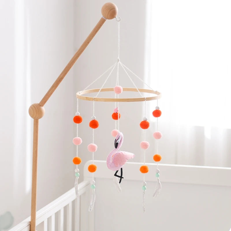 Crib Mobile Holder Rattles Toys Wooden Moon Stars Astronaut Bed Bell Toys Newborn Comfort Crib Bracket Bed Bell Toys Baby Gifts