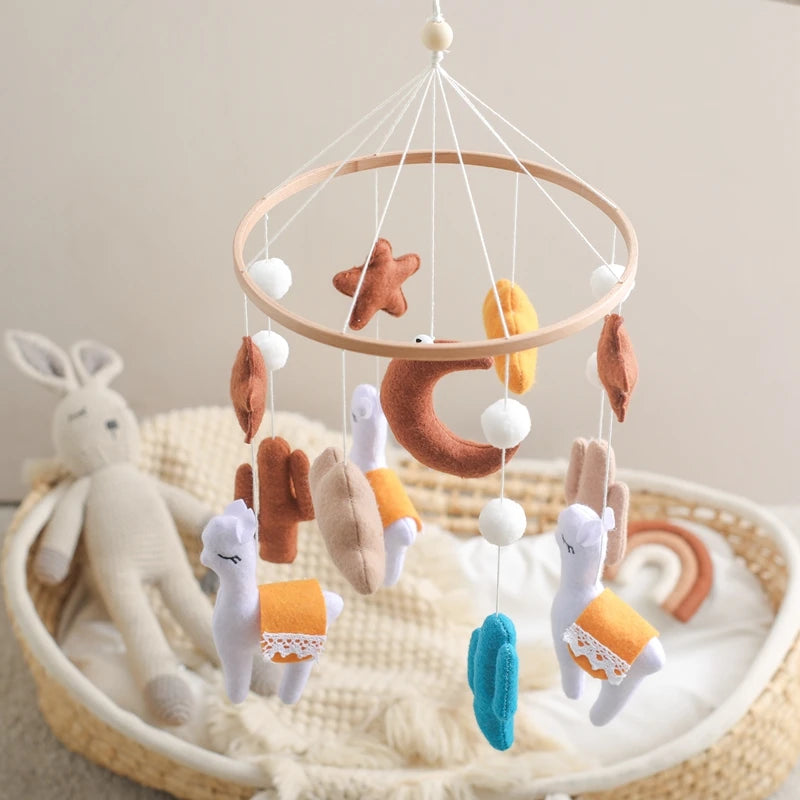Crib Mobile Holder Rattles Toys Wooden Moon Stars Astronaut Bed Bell Toys Newborn Comfort Crib Bracket Bed Bell Toys Baby Gifts