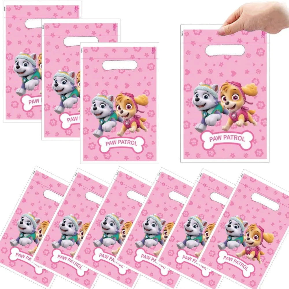 Paw Patrol Birthday Party Decor Dogs Skye Disposable Tableware Tablecloth Plate Cup Gift Bag Kids Boy Favor Gifts Party Supplies