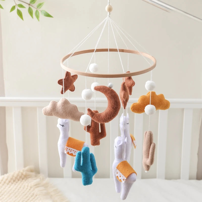 Crib Mobile Holder Rattles Toys Wooden Moon Stars Astronaut Bed Bell Toys Newborn Comfort Crib Bracket Bed Bell Toys Baby Gifts
