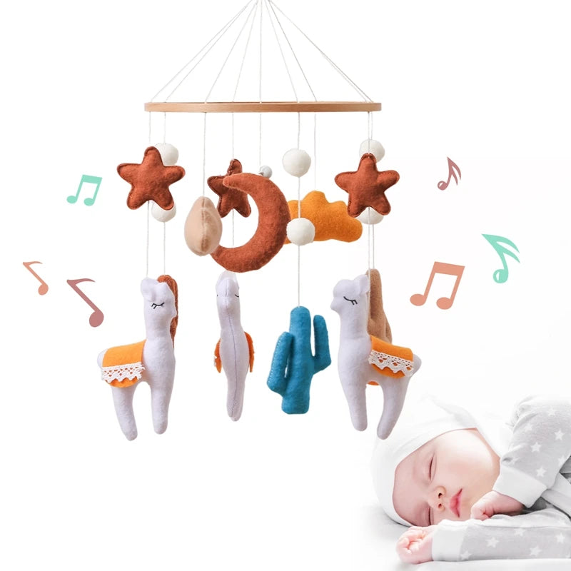 Crib Mobile Holder Rattles Toys Wooden Moon Stars Astronaut Bed Bell Toys Newborn Comfort Crib Bracket Bed Bell Toys Baby Gifts