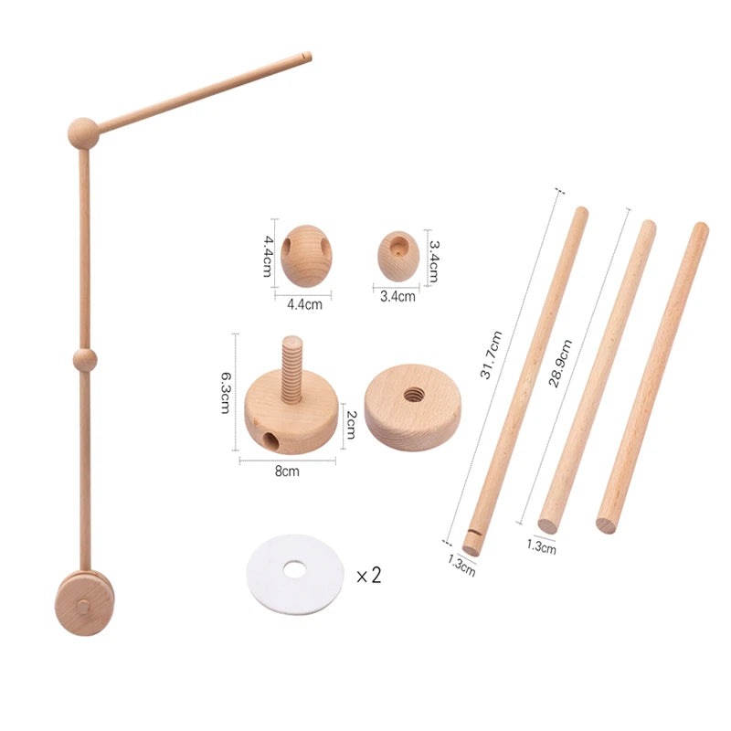 Crib Mobile Holder Rattles Toys Wooden Moon Stars Astronaut Bed Bell Toys Newborn Comfort Crib Bracket Bed Bell Toys Baby Gifts