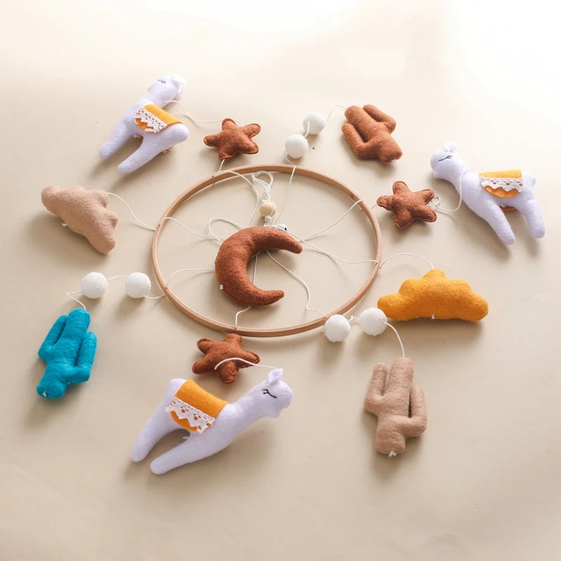 Crib Mobile Holder Rattles Toys Wooden Moon Stars Astronaut Bed Bell Toys Newborn Comfort Crib Bracket Bed Bell Toys Baby Gifts