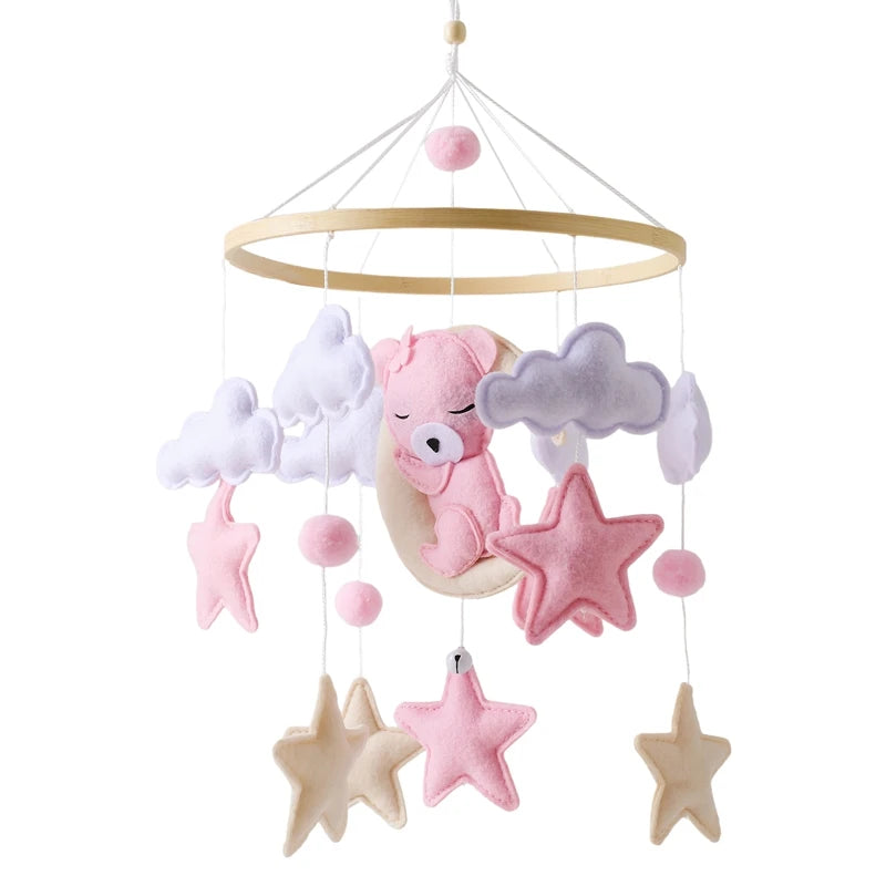 Crib Mobile Holder Rattles Toys Wooden Moon Stars Astronaut Bed Bell Toys Newborn Comfort Crib Bracket Bed Bell Toys Baby Gifts