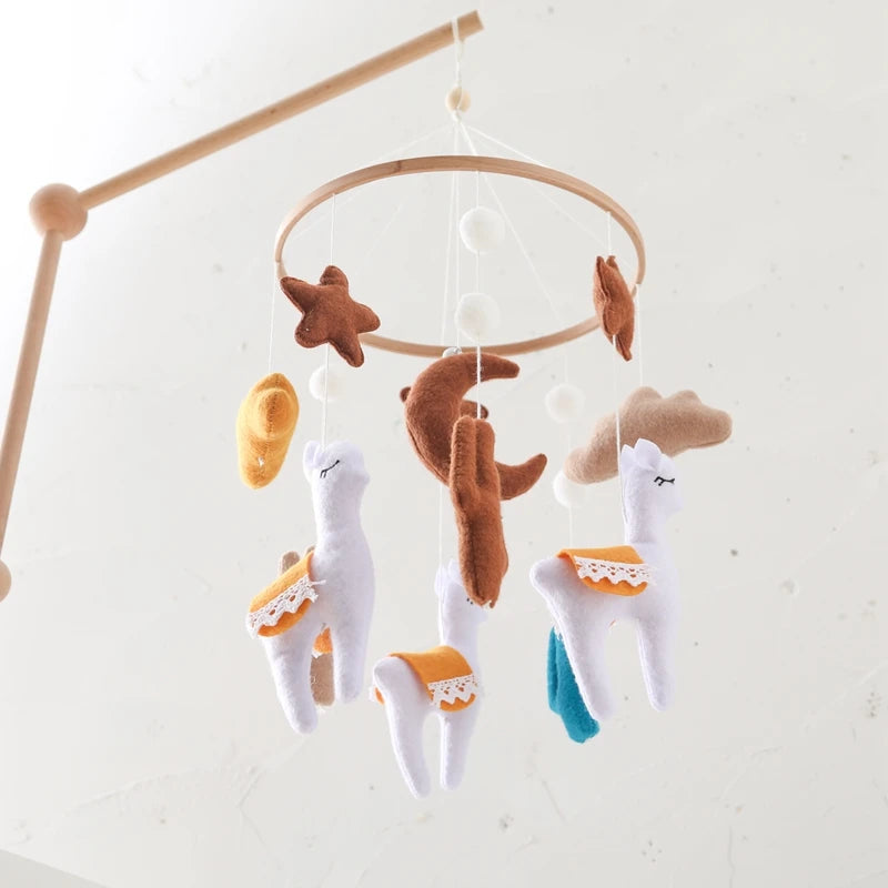 Crib Mobile Holder Rattles Toys Wooden Moon Stars Astronaut Bed Bell Toys Newborn Comfort Crib Bracket Bed Bell Toys Baby Gifts