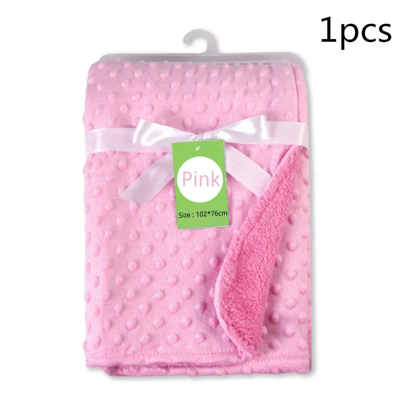 Baby Fleece Blanket Newborn Thermal Soft Blanket Solid Bedding Set Quilt & Swaddling Candy Color Sleeping Bed Supplies
