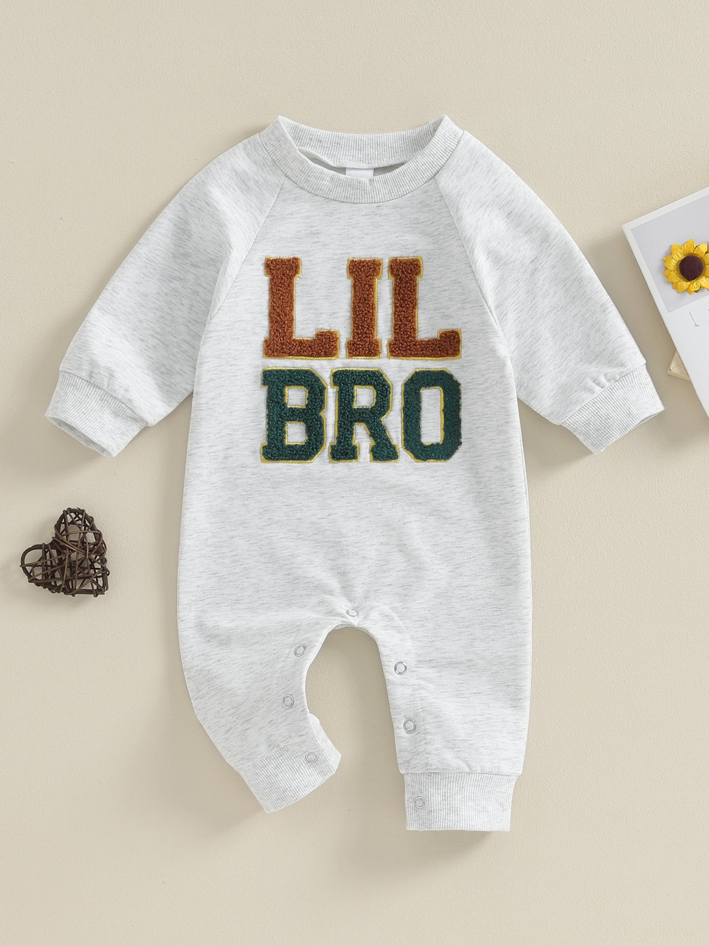 Baby Boy Rompers Long Sleeve Round Neck Letter Embroidery Jumpsuits Newborn Fall Clothes