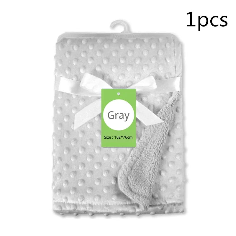 Baby Fleece Blanket Newborn Thermal Soft Blanket Solid Bedding Set Quilt & Swaddling Candy Color Sleeping Bed Supplies