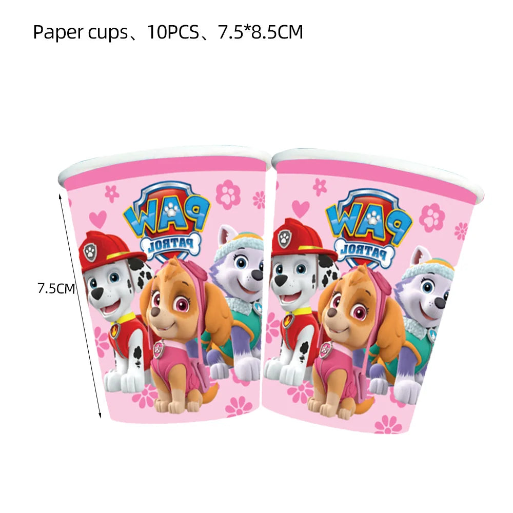 Paw Patrol Birthday Party Decor Dogs Skye Disposable Tableware Tablecloth Plate Cup Gift Bag Kids Boy Favor Gifts Party Supplies