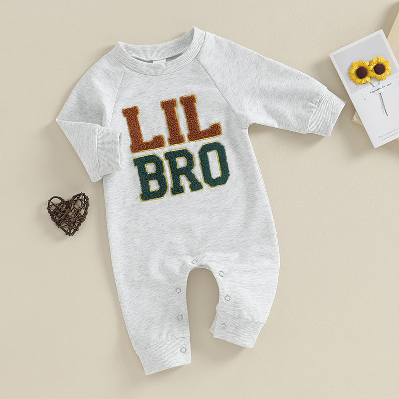 Baby Boy Rompers Long Sleeve Round Neck Letter Embroidery Jumpsuits Newborn Fall Clothes