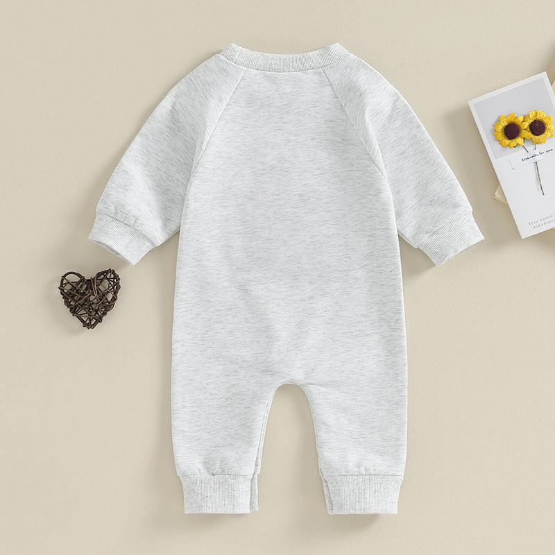 Baby Boy Rompers Long Sleeve Round Neck Letter Embroidery Jumpsuits Newborn Fall Clothes