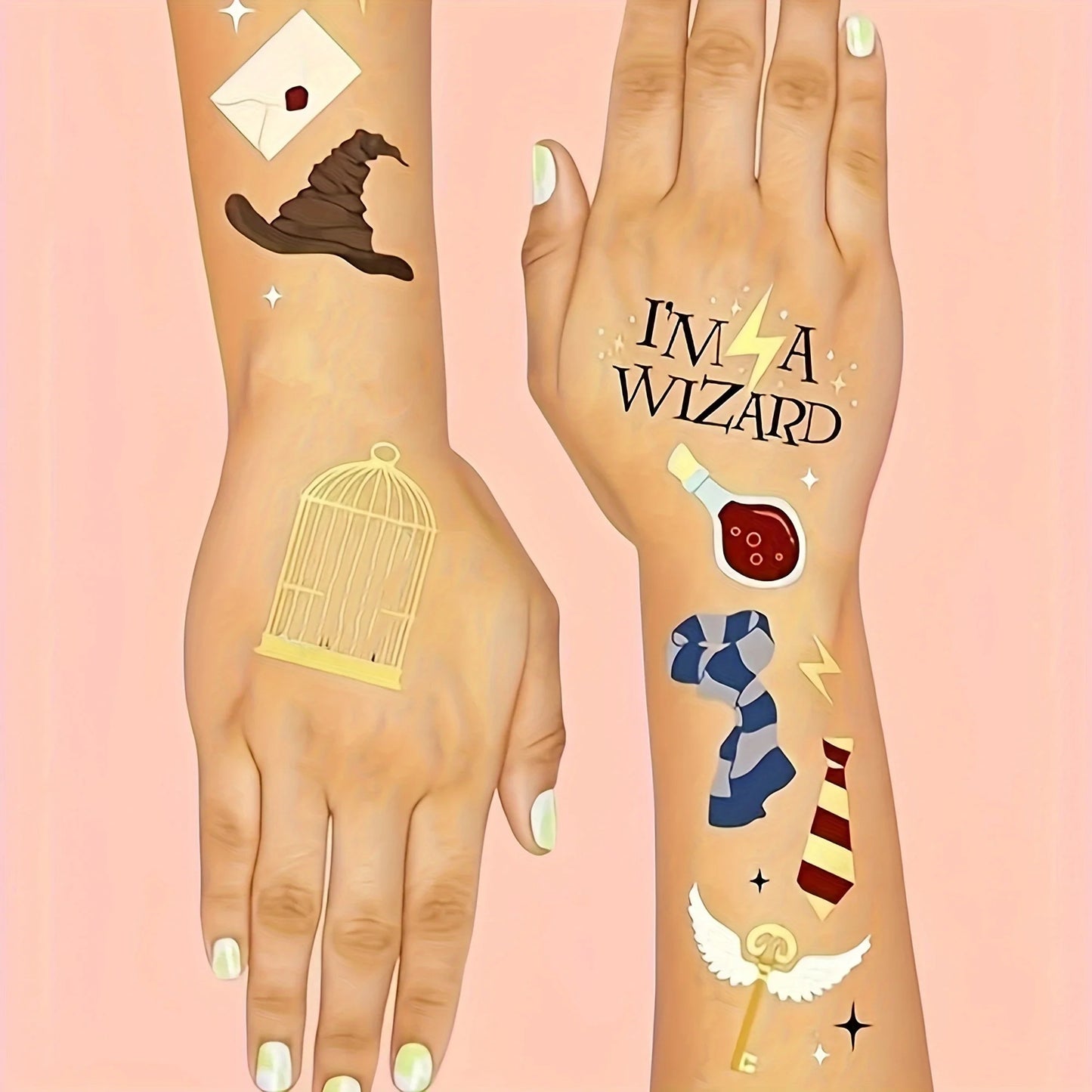New Wizard Theme DIY Stickers Gold Foil Magic College Sparkling Owl Wizard Hat Wand Magic Wizard Birthday Party Decors Kid Gifts