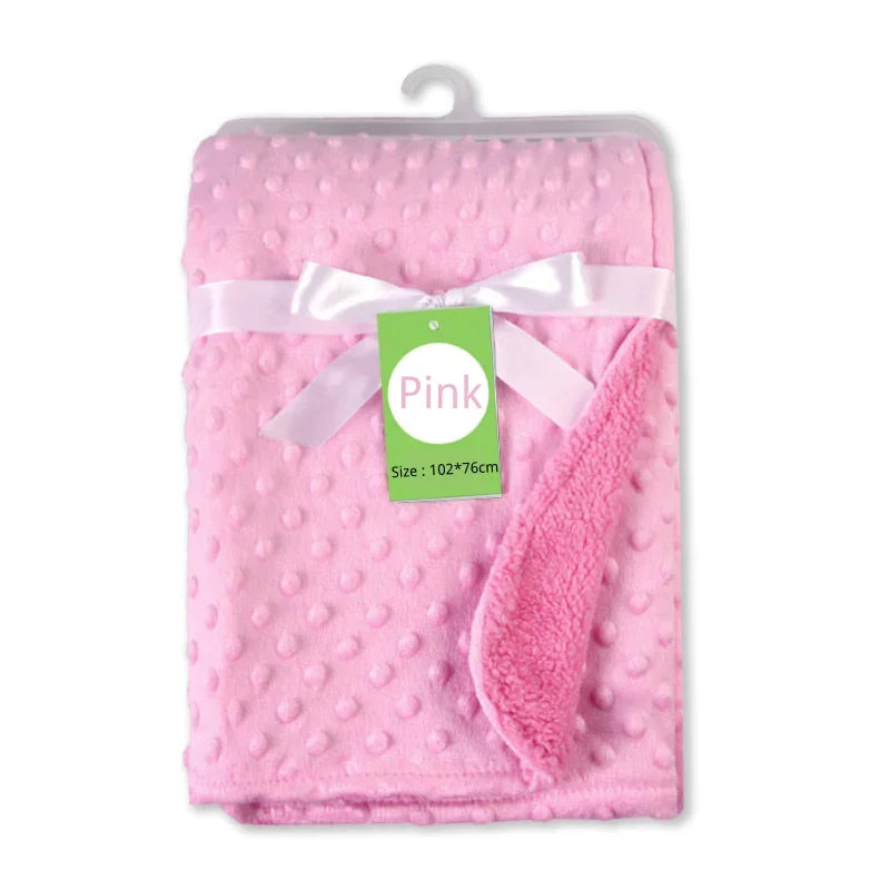 Baby Fleece Blanket Newborn Thermal Soft Blanket Solid Bedding Set Quilt & Swaddling Candy Color Sleeping Bed Supplies