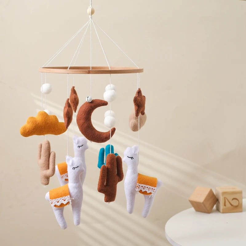 Crib Mobile Holder Rattles Toys Wooden Moon Stars Astronaut Bed Bell Toys Newborn Comfort Crib Bracket Bed Bell Toys Baby Gifts