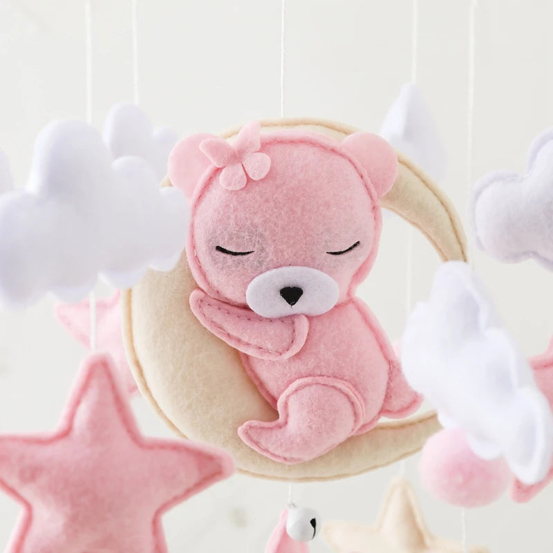 Crib Mobile Holder Rattles Toys Wooden Moon Stars Astronaut Bed Bell Toys Newborn Comfort Crib Bracket Bed Bell Toys Baby Gifts