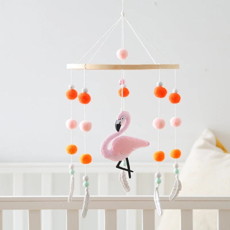 Crib Mobile Holder Rattles Toys Wooden Moon Stars Astronaut Bed Bell Toys Newborn Comfort Crib Bracket Bed Bell Toys Baby Gifts