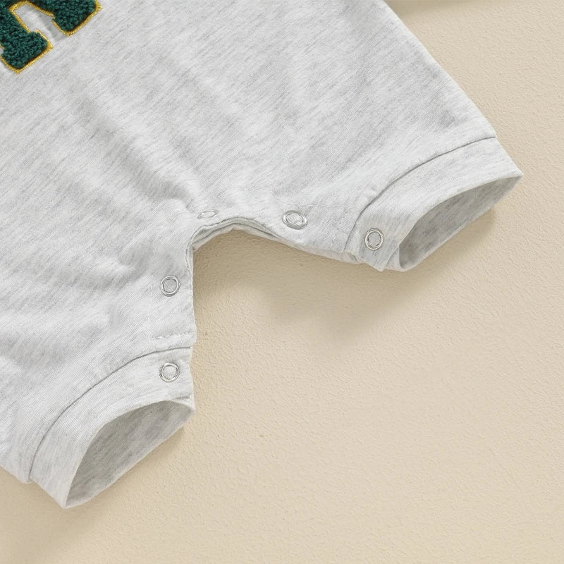 Baby Boys Summer Romper Infant Short Sleeve Crew Neck Letter Embroidery Casual Jumpsuit
