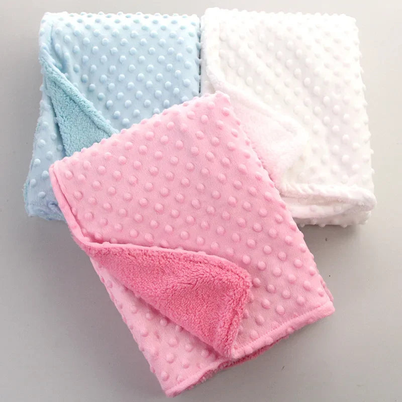 Baby Fleece Blanket Newborn Thermal Soft Blanket Solid Bedding Set Quilt & Swaddling Candy Color Sleeping Bed Supplies