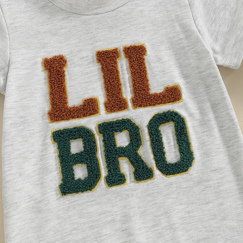 Baby Boys Summer Romper Infant Short Sleeve Crew Neck Letter Embroidery Casual Jumpsuit
