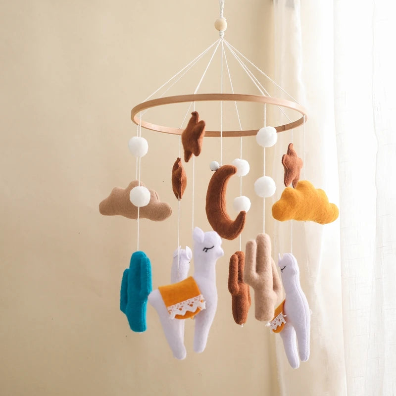 Crib Mobile Holder Rattles Toys Wooden Moon Stars Astronaut Bed Bell Toys Newborn Comfort Crib Bracket Bed Bell Toys Baby Gifts