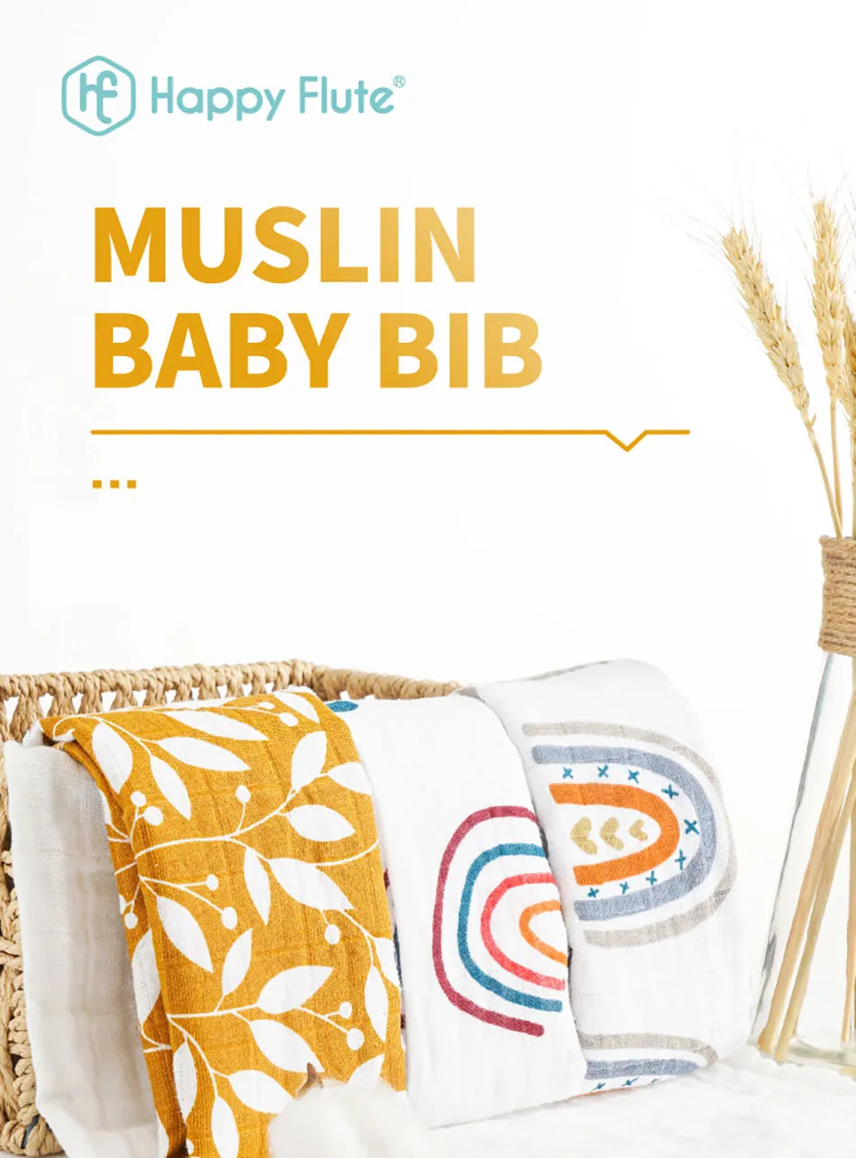 Happyflute 60x60CM Muslin Square Towels Set for Baby-5PCS Soft Bamboo Cotton Gauze Wipes for Face And Bath Newborn Bibs Included