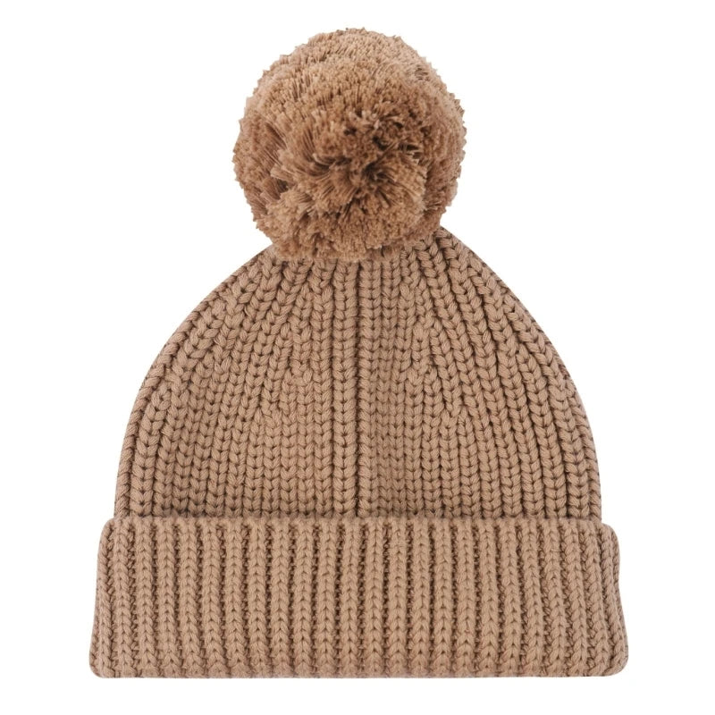 Knitted Winter Warm Hat Baby Hat Cotton Elastic Crochet Hat with Pompoms Bonnet Caps for Newborn Toddler 0-6 Month