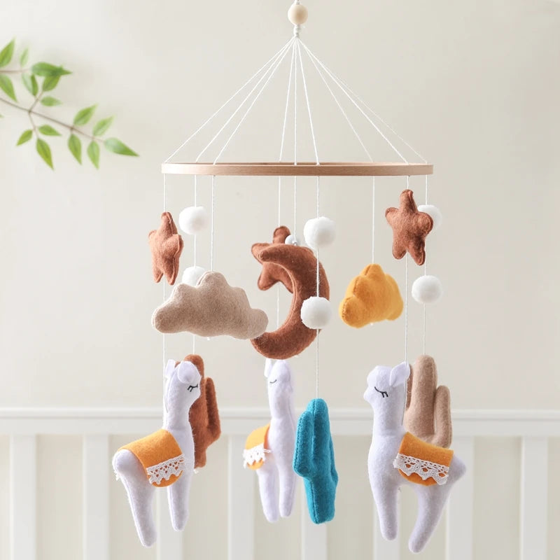 Crib Mobile Holder Rattles Toys Wooden Moon Stars Astronaut Bed Bell Toys Newborn Comfort Crib Bracket Bed Bell Toys Baby Gifts