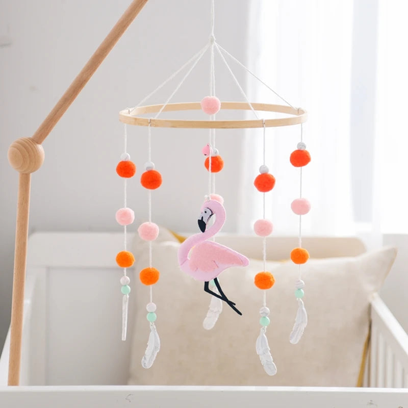 Crib Mobile Holder Rattles Toys Wooden Moon Stars Astronaut Bed Bell Toys Newborn Comfort Crib Bracket Bed Bell Toys Baby Gifts
