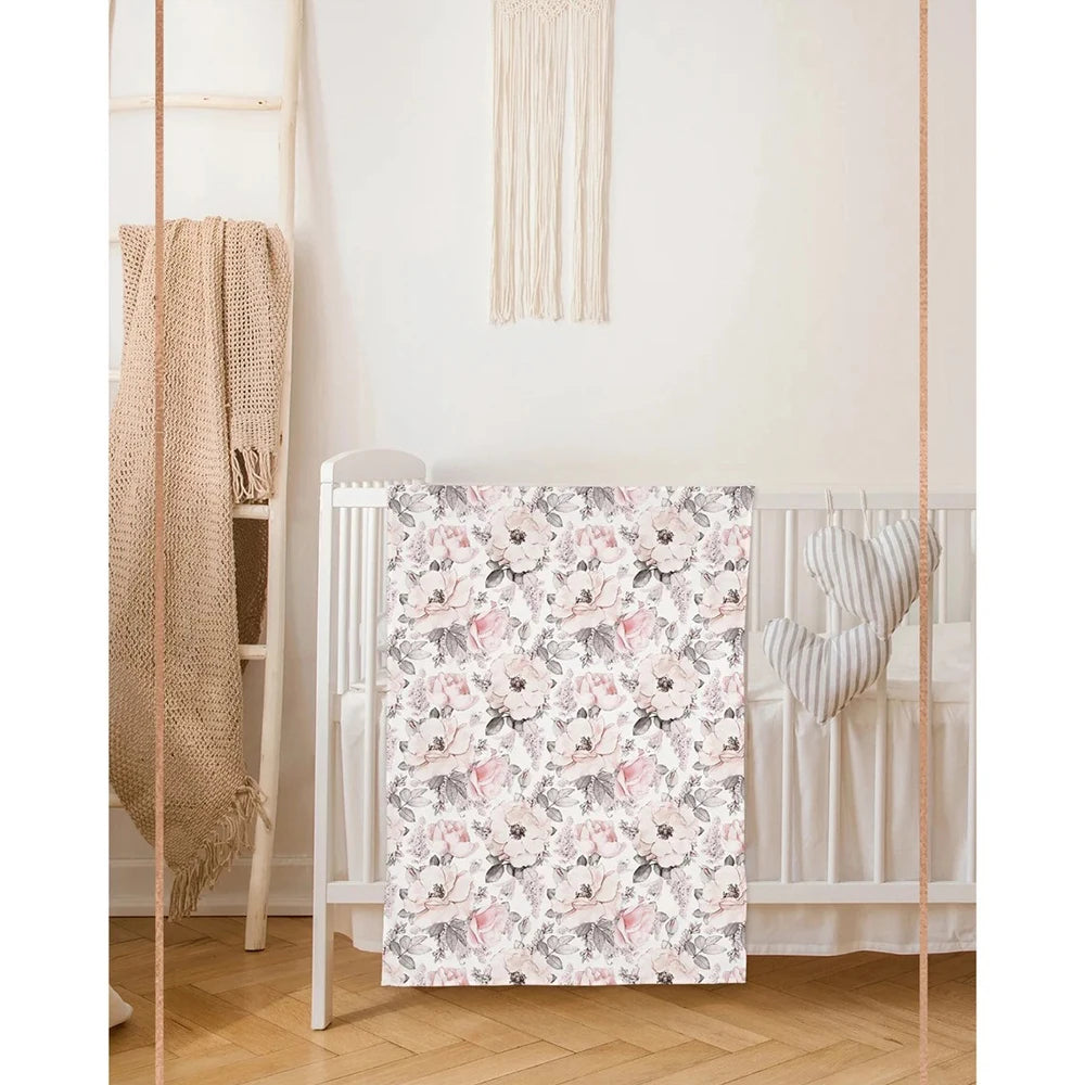 3 Piece Set Floral Newborn Wrap for Photo Shooting Swaddle Wrap with Hat And Bow Headband Infant Photography Props