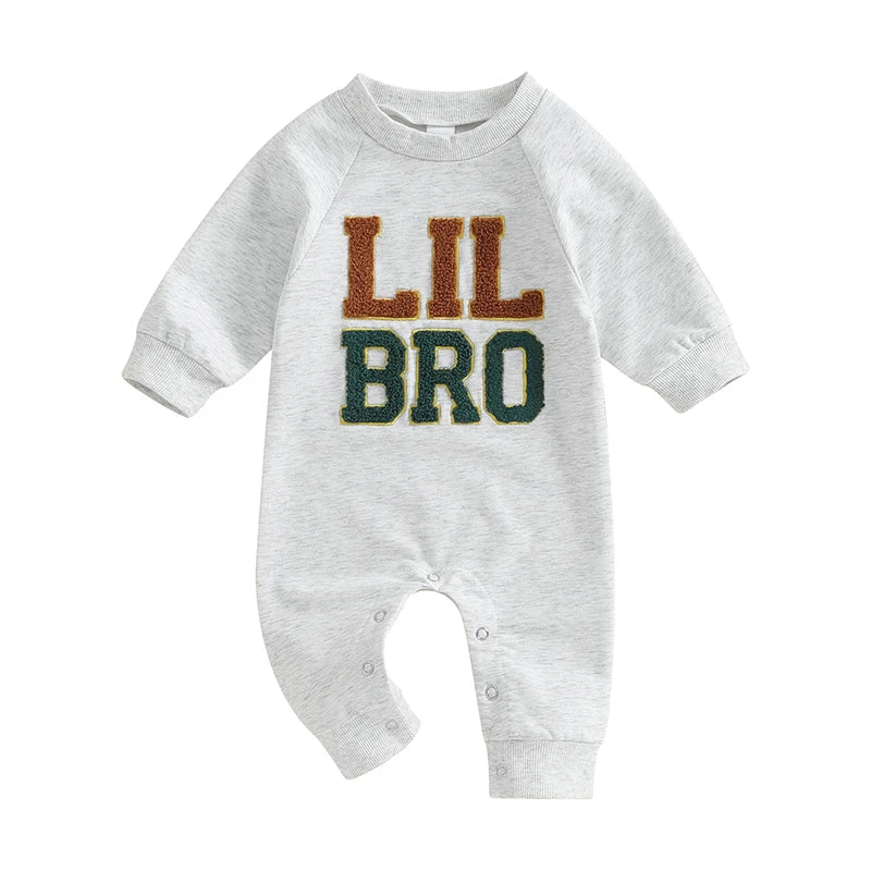 Baby Boy Rompers Long Sleeve Round Neck Letter Embroidery Jumpsuits Newborn Fall Clothes