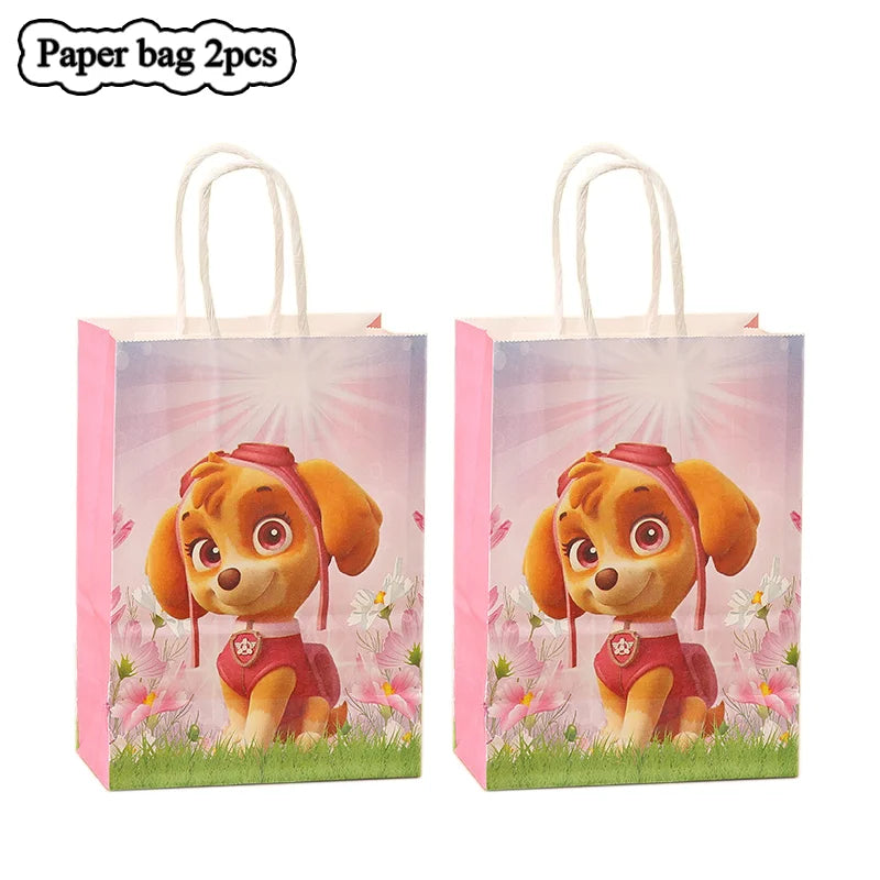 Paw Patrol Birthday Party Decor Dogs Skye Disposable Tableware Tablecloth Plate Cup Gift Bag Kids Boy Favor Gifts Party Supplies