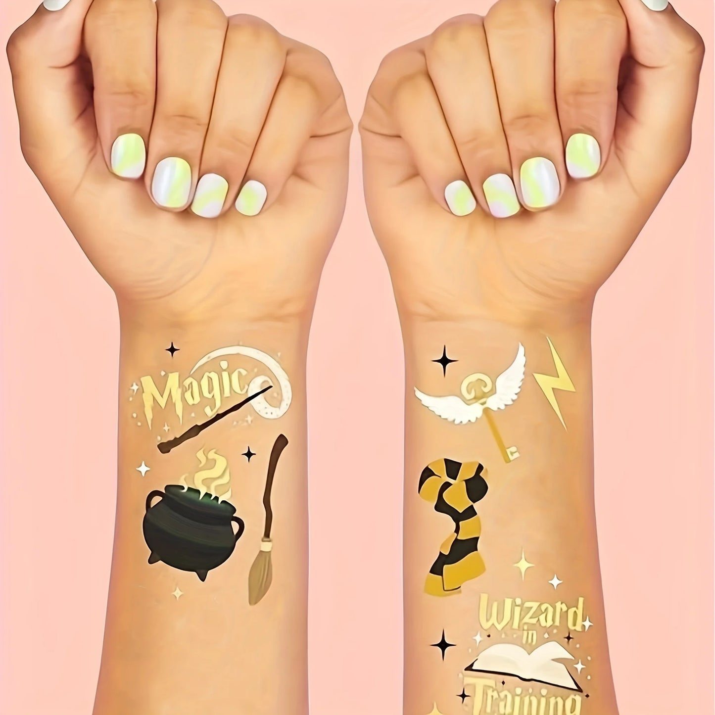 New Wizard Theme DIY Stickers Gold Foil Magic College Sparkling Owl Wizard Hat Wand Magic Wizard Birthday Party Decors Kid Gifts