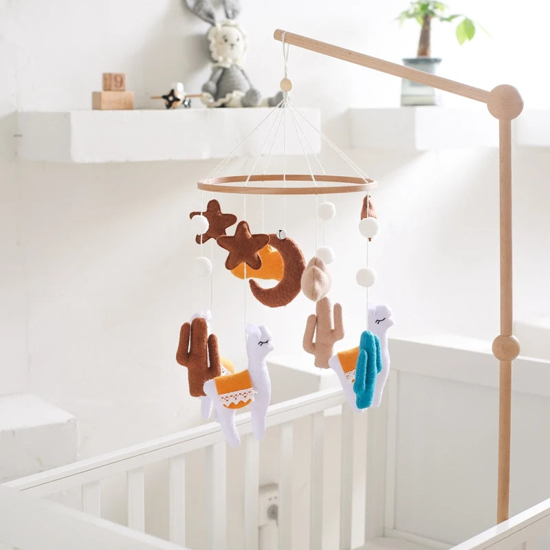 Crib Mobile Holder Rattles Toys Wooden Moon Stars Astronaut Bed Bell Toys Newborn Comfort Crib Bracket Bed Bell Toys Baby Gifts
