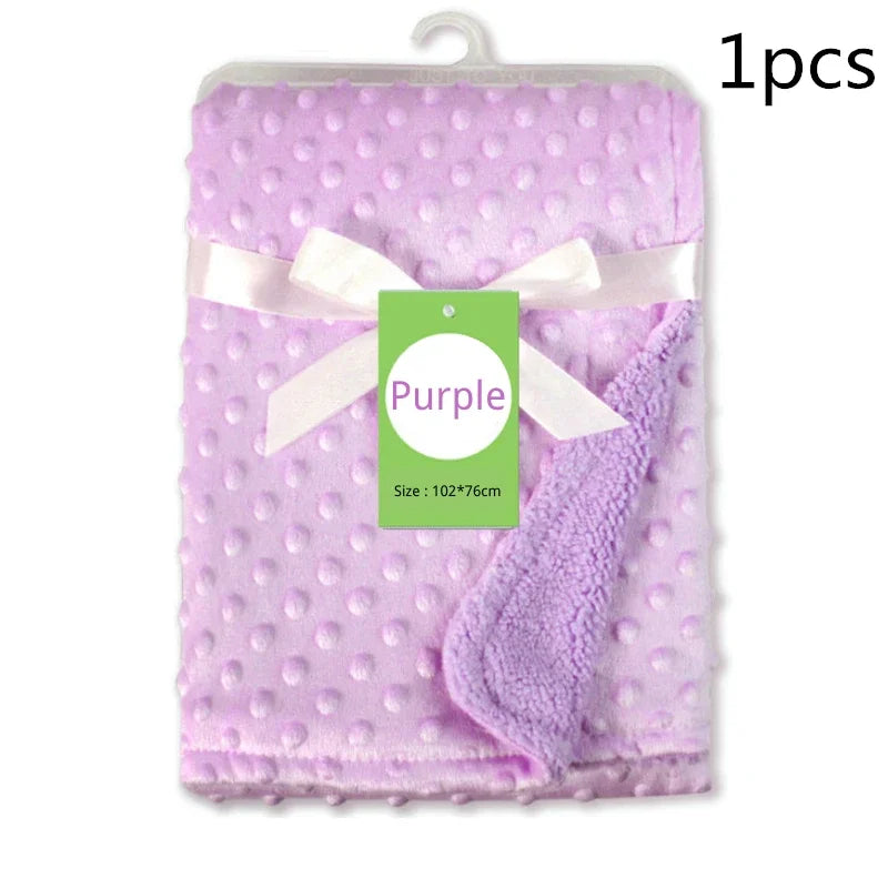 Baby Fleece Blanket Newborn Thermal Soft Blanket Solid Bedding Set Quilt & Swaddling Candy Color Sleeping Bed Supplies