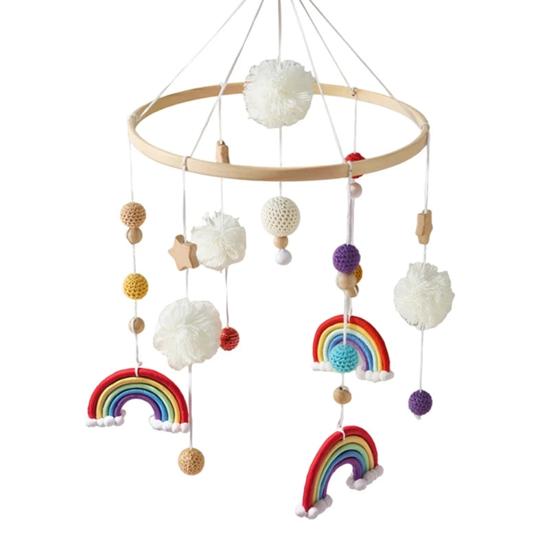 Crib Mobile Holder Rattles Toys Wooden Moon Stars Astronaut Bed Bell Toys Newborn Comfort Crib Bracket Bed Bell Toys Baby Gifts