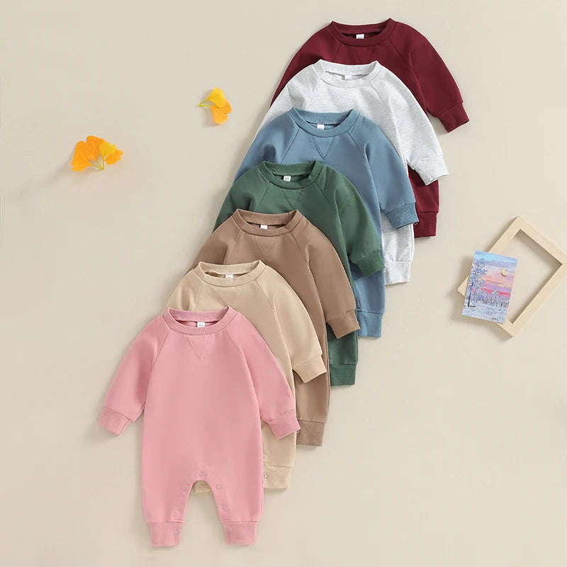 Baby Rompers Toddler Girl Overall Jumpsuit Autumn Spring Solid Color Long Sleeve Baby Boys Romper Infant Newborn Clothing