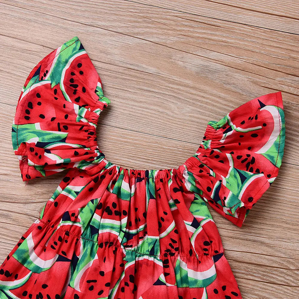 Cute Newborn Baby Girl Clothes Sets Sleeveless Watermelon Print Romper Headband 2pcs Outfit Toddler Summer Clothing for 0-24M