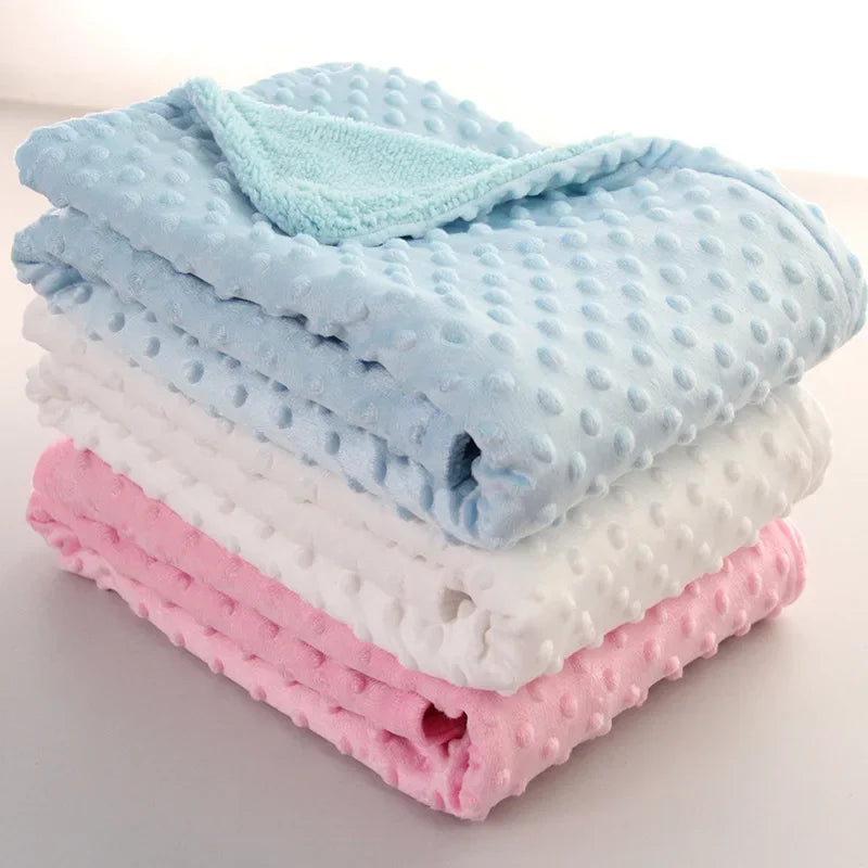 Baby Fleece Blanket Newborn Thermal Soft Blanket Solid Bedding Set Quilt & Swaddling Candy Color Sleeping Bed Supplies