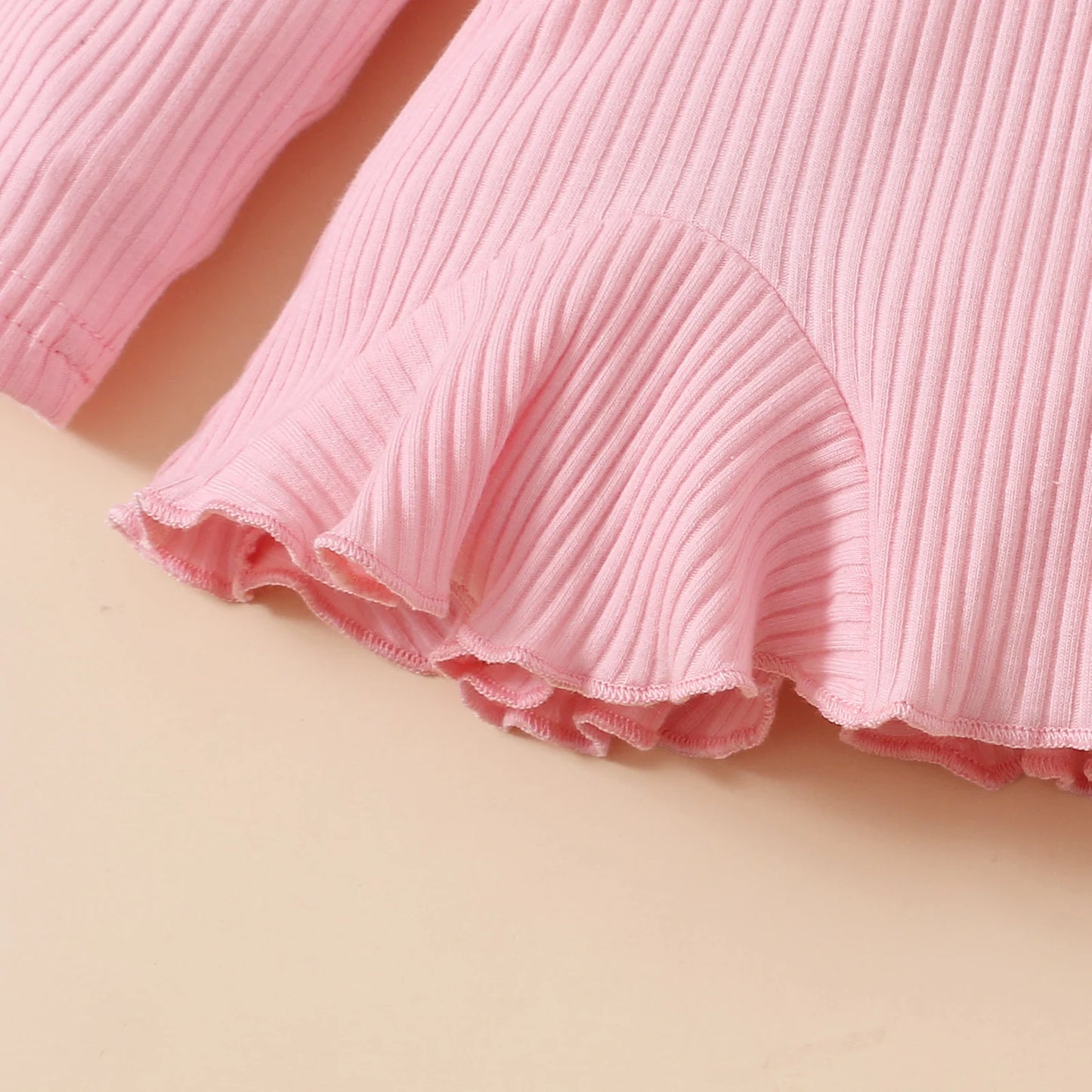 Newborn Baby Girls Clothes Set Pink Toddler Ruffle Tops Heart Print Bow Trousers Princess Casual Infant Outfits Clothes Suit