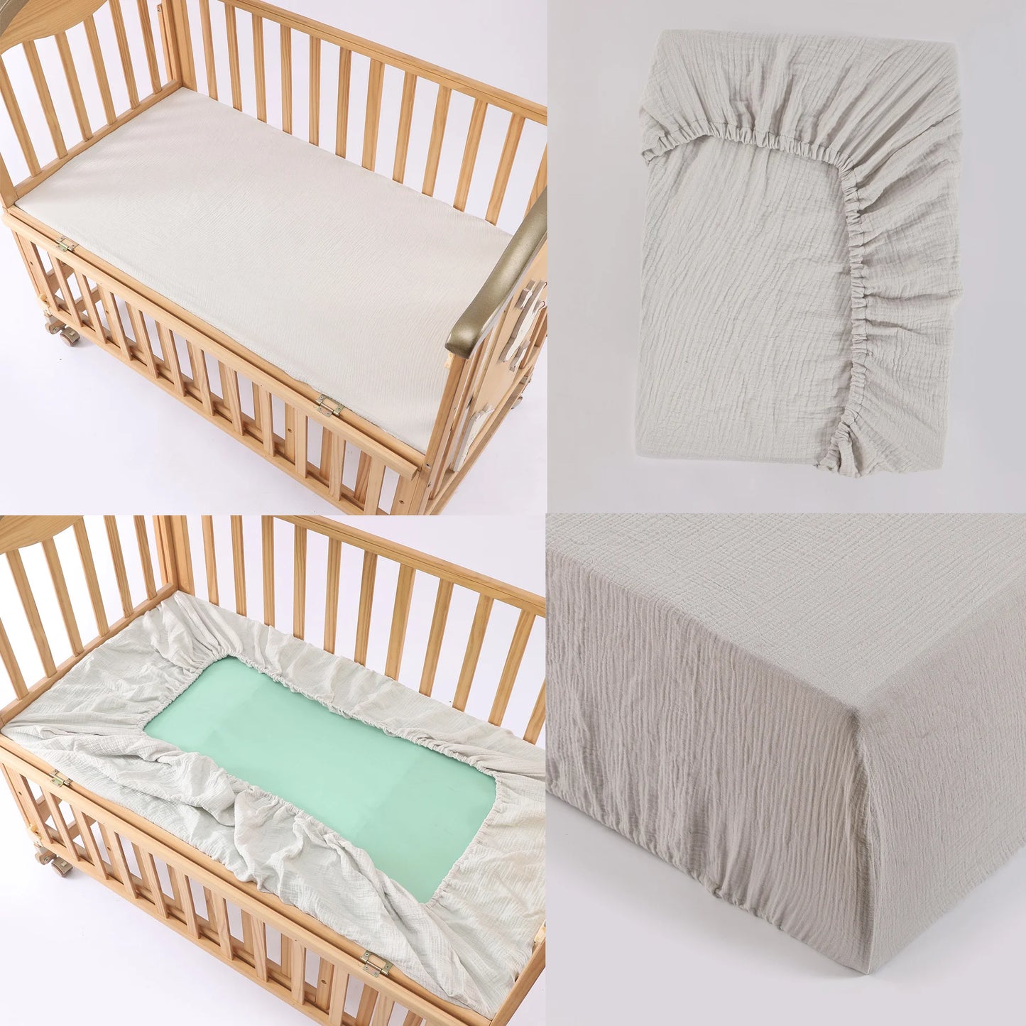 Soft And Breathable Muslin Fitted Crib Sheets 100% Cotton White Baby Crib Sheets