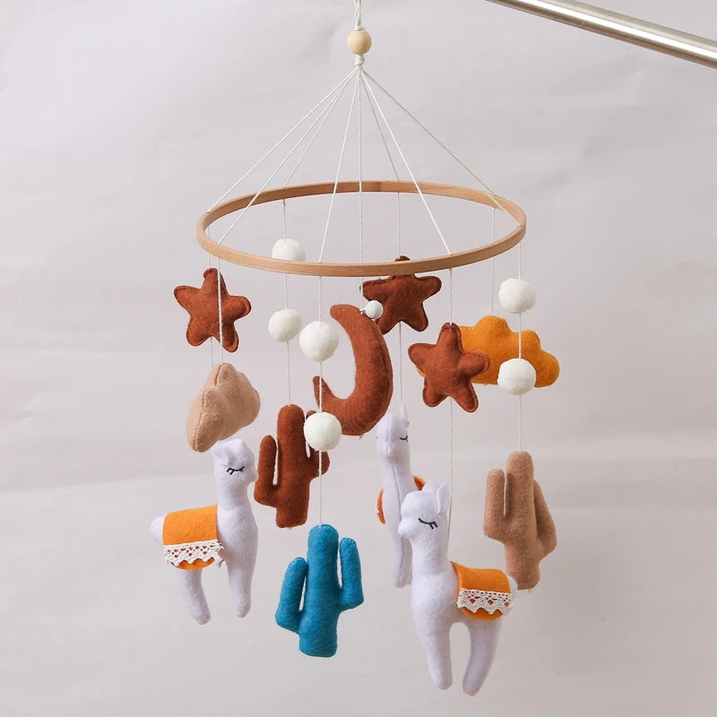 Crib Mobile Holder Rattles Toys Wooden Moon Stars Astronaut Bed Bell Toys Newborn Comfort Crib Bracket Bed Bell Toys Baby Gifts